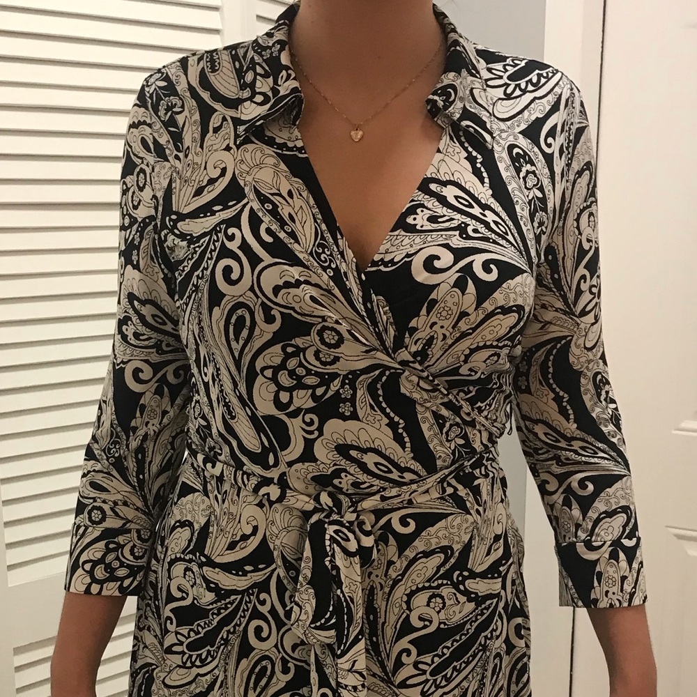 Alfani black and white wrap dress
